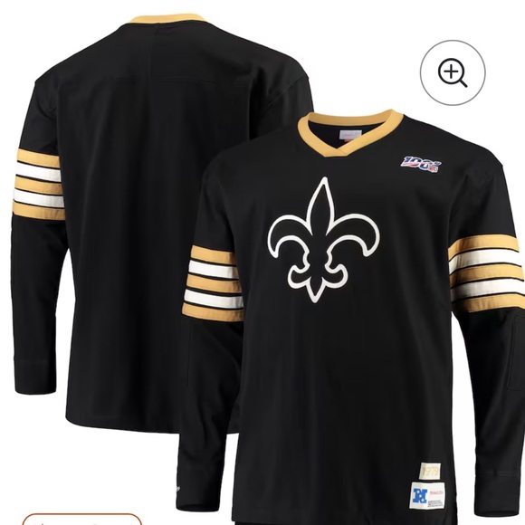 Mitchell & Ness Black New Orleans Saints NFL 100 Long Sleeve Men’s T-Shirt L - Picture 2 of 15